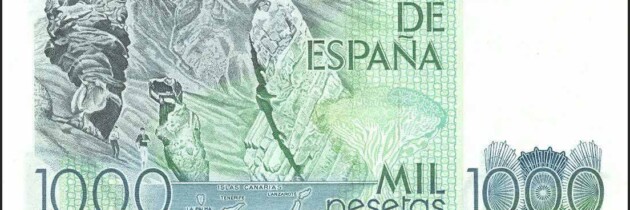 billete de 1000 pesetas imagen de parque de garcia parque nacional del teide tenerife islas canarias